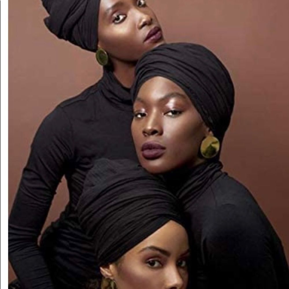 Black Head Wraps for Women Stretch Head wraps Scarf Soft Jersey Head Scarf​​